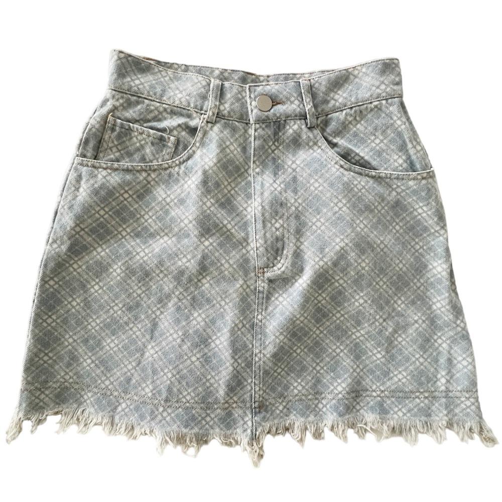 Storia plaid denim mini skirt small